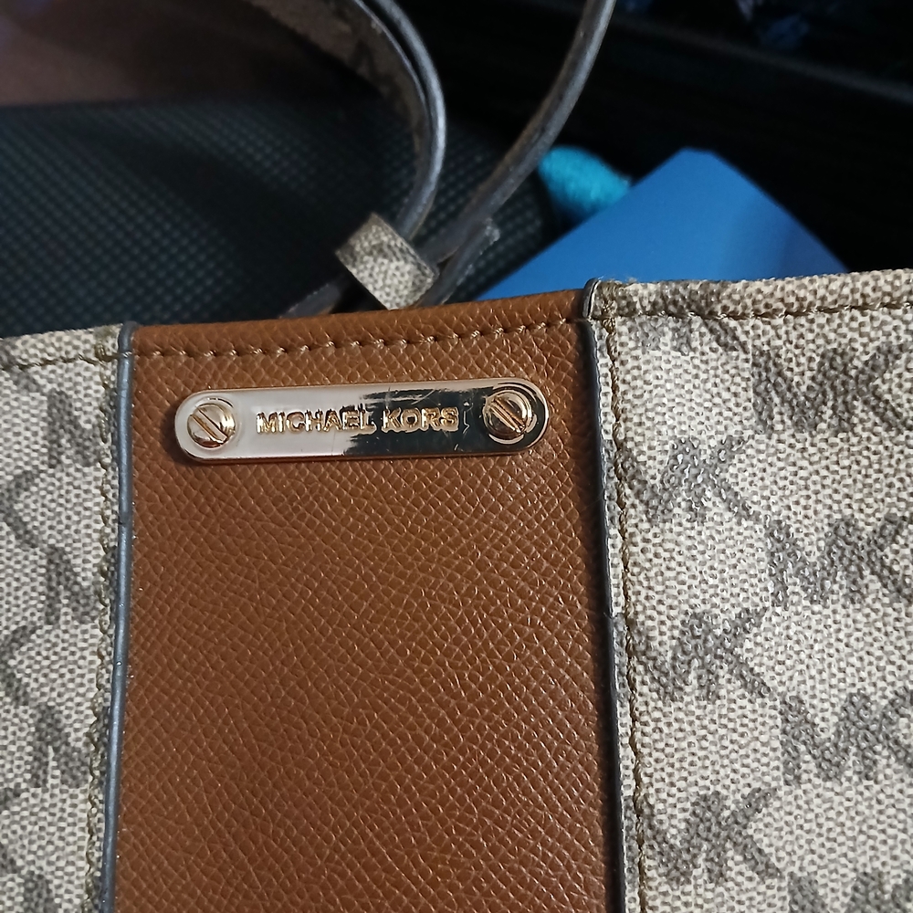Michael Kors Tan and Cream Tote Bag